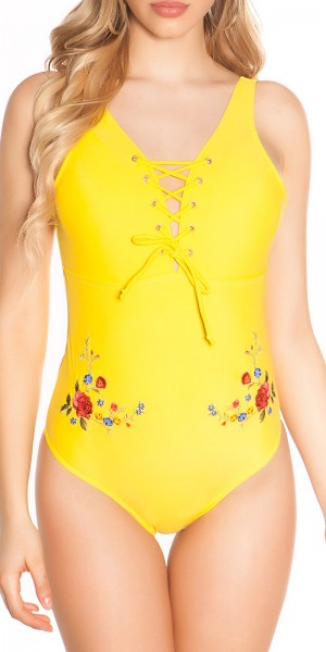 Sexy Swimsuit mit Schnürung und Stickerei