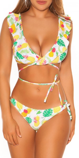 Sexy Bikini mit Rüschen Hawaii Print